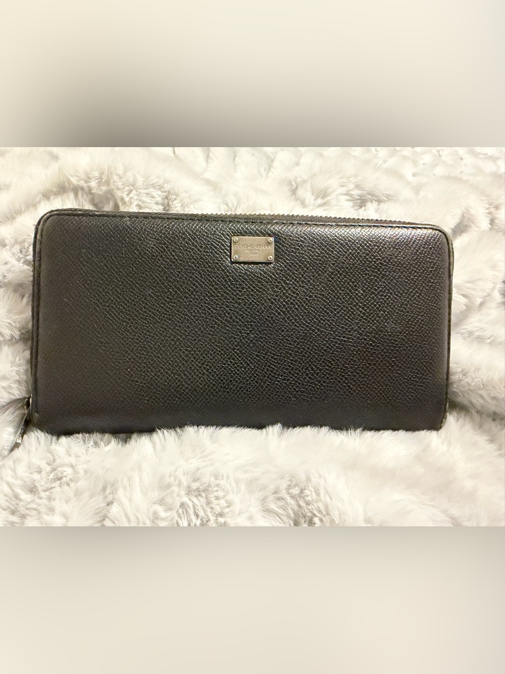 Dolce & Gabbana Black Saffiano Zip-Around Leather Wallet